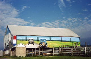 Bison Corral Barn mural in Bedford