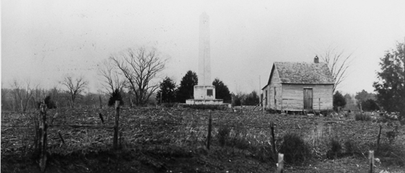 View of the Artillery Monument, placed on the site of the McFadden Farm in 1906 to mark an important location in the Battle of Stones River