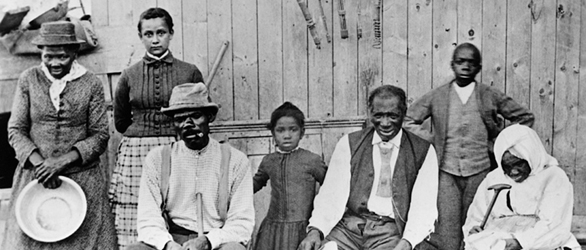 Tubman, left, with freed slaves, ca 1855